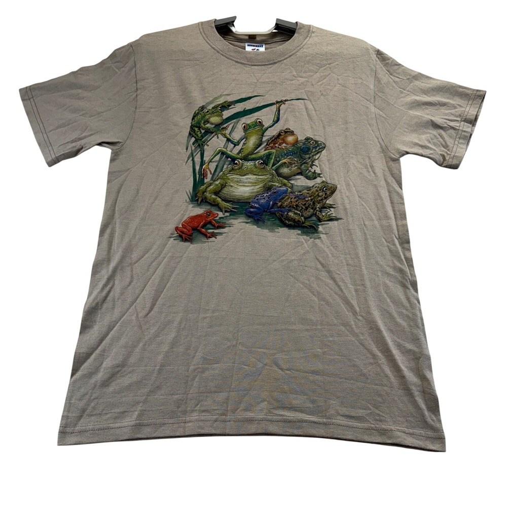 Jerzees T Shirt Mens S Tan Frogs Graphic Art Brands Heavyweight Blend Tee